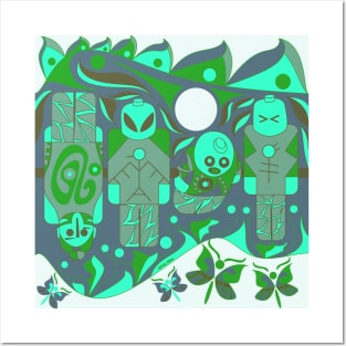 alien soccer match ecopop pattern Posters and Art